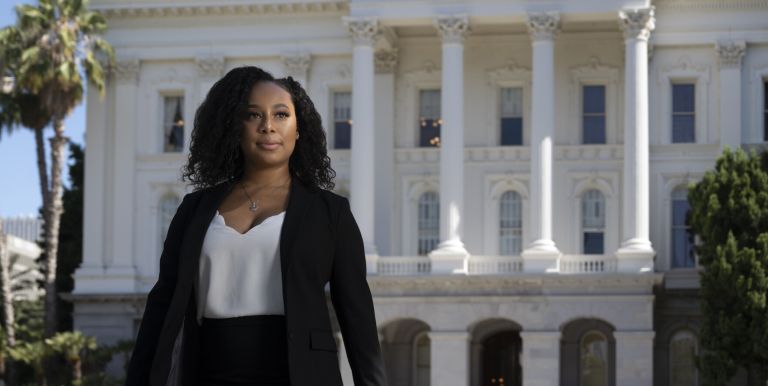 Candra Jackson, a student at the McGeorge School of Law at the California State Capitol