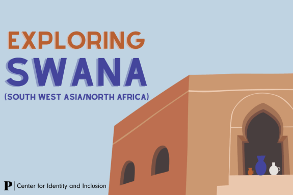 Text "Exploring SWANA" on background featuring a building and pottery