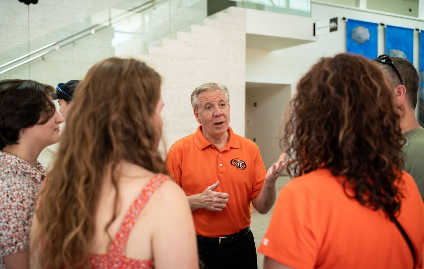 President Callahan greeting students
