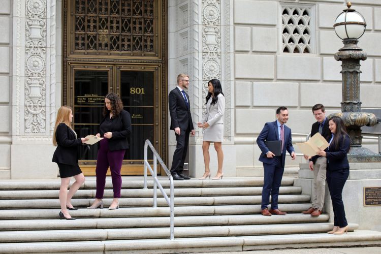 students student on courtroom steps