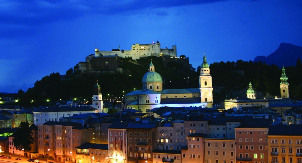 The city of Salzburg at night
