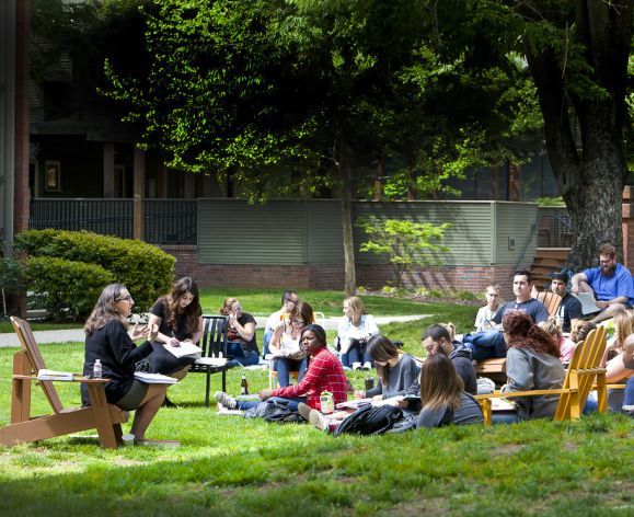 Professor Moylan teaching a class outside