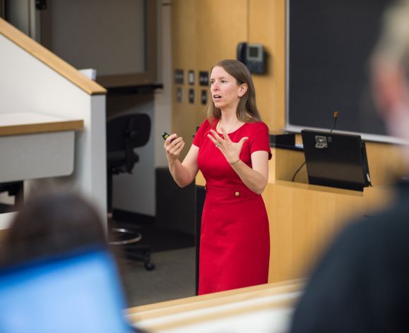 Professor Courtney Lee, McGeorge School of Law, in the classroom, teaching