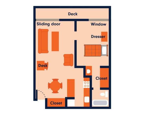 Blackacre 1-bedroom floorplan