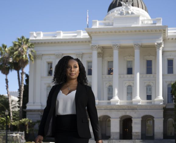 Candra Jackson, a student at the McGeorge School of Law at the California State Capitol